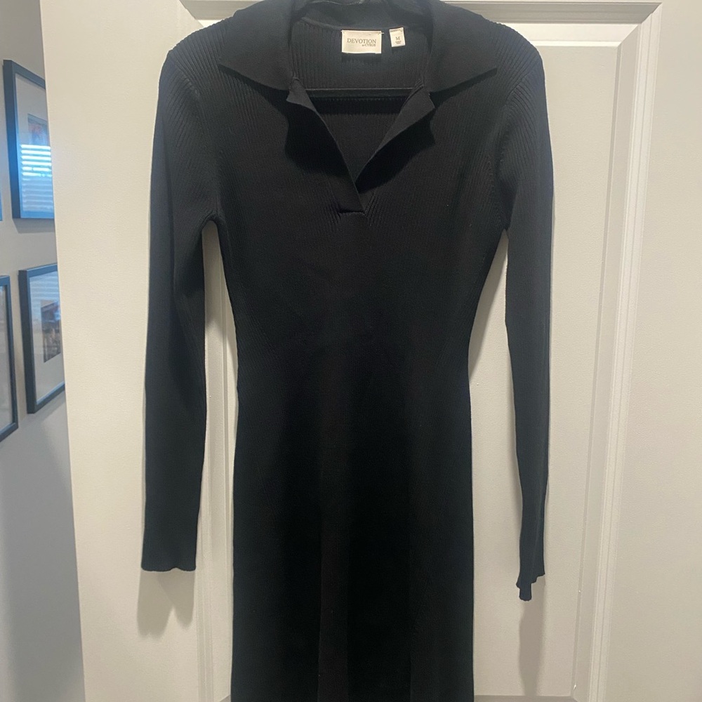 Black Long-Sleeve Sweater Dress